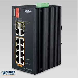 Foto Switch Fast Ethernet carril DIN para entornos industriales adversos.
